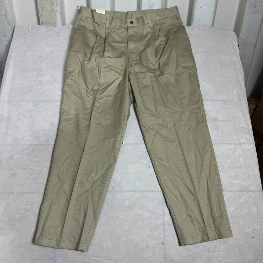 Lee Double Pleat Chino Pants Mens 40x29 Beige Wrinkle Free‎ Relaxed Tapered NWT